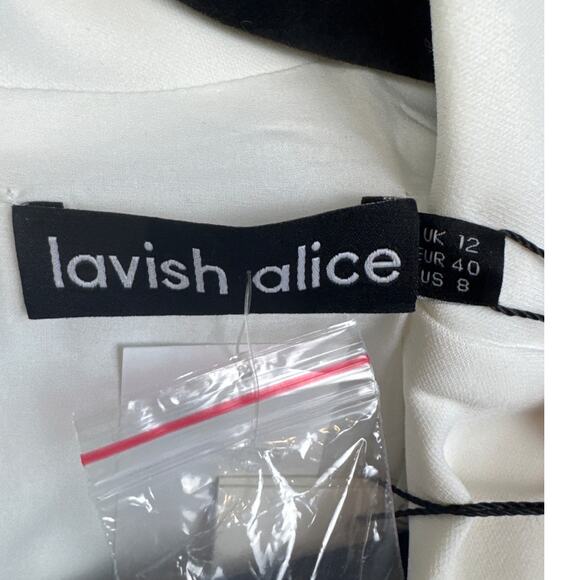 Lavish Alice Cut-Out Detail Blazer Dress With Pearl Trim White Size 8 NWT Glam - Picture 8 of 10